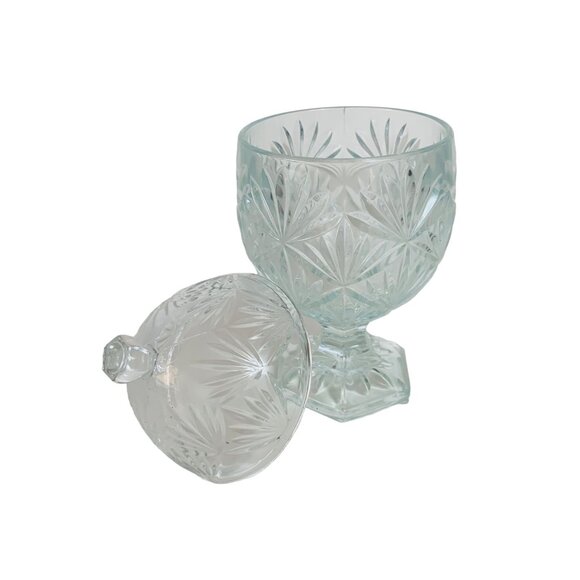 Luminarc USA Holiday Magic Crystal Candy Dish Octagon Pedestal Lid Trinket VTG - Picture 7 of 16